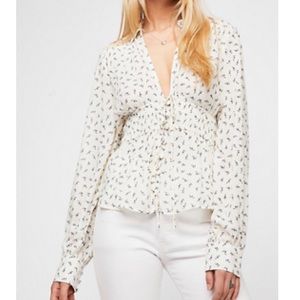 Free people Collette printed button down top
